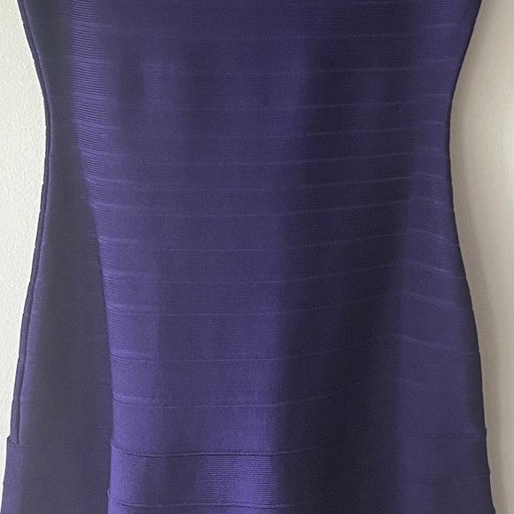 Herve Leger Liza Bandage Plum Berry Boat Neck Flared Dress Authentic - Picture 11 of 16
